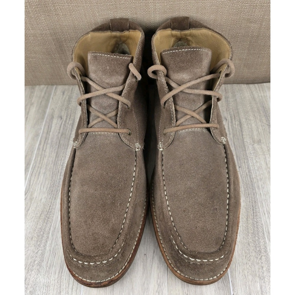 UGG Via Lungarno Tan Suede Moc Toe Ankle Chukka Boots Mens 10.5 Sheepskin Heel